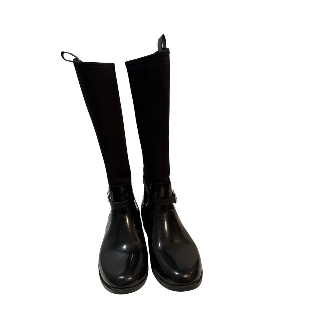 Michael‎ Kors Women Black Tall Rain/Snow Boots US size 8 Rubber Neoprene Boots